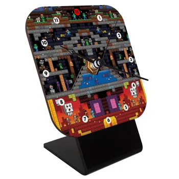 Minecraft 2D map, Quartz Wooden table clock with hands (10cm)