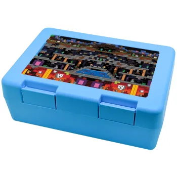 Minecraft 2D map, Παιδικό δοχείο κολατσιού ΓΑΛΑΖΙΟ 185x128x65mm (BPA free πλαστικό)