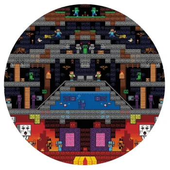 Minecraft 2D map, Mousepad Round 20cm