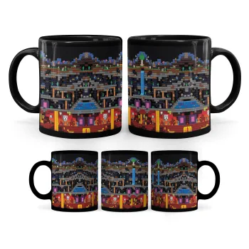 Minecraft 2D map, Κούπα Μαύρη, κεραμική, 330ml