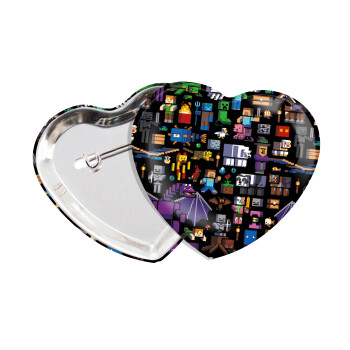 Minecraft Characters, Κονκάρδα παραμάνα καρδιά (57x52mm)