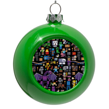 Minecraft Characters, Green Christmas tree ornament bauble 8cm