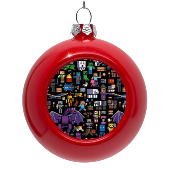 Minecraft Characters, Red Christmas tree ornament bauble 8cm