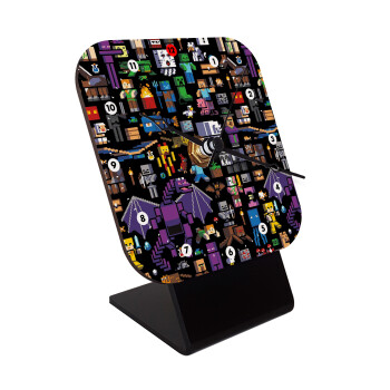 Minecraft Characters, Quartz Wooden table clock with hands (10cm)