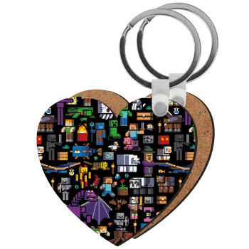 Minecraft Characters, Μπρελόκ Ξύλινο καρδιά MDF