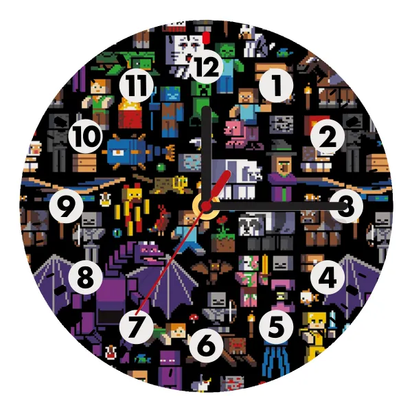 Minecraft Characters — Wooden wall clock (20cm)