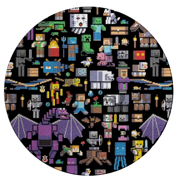 Minecraft Characters — Επιφάνεια κοπής γυάλινη στρογγυλή (30cm)