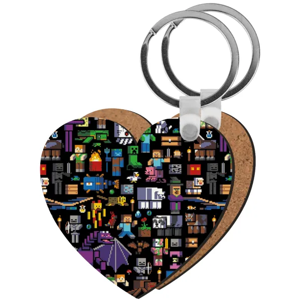 Minecraft Characters — Heart wooden MDF keychain