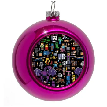Minecraft Characters, Purple Christmas tree ornament bauble 8cm