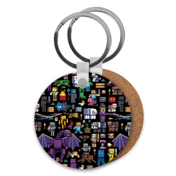 Minecraft Characters, Μπρελόκ Ξύλινο στρογγυλό MDF Φ5cm