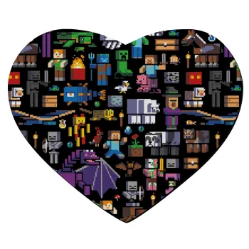 Minecraft Characters, Mousepad καρδιά 23x20cm