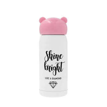 Bright, Shine like a Diamond, Pink stainless steel thermal flask, 320ml