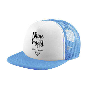 Bright, Shine like a Diamond, Καπέλο παιδικό Soft Trucker με Δίχτυ Γαλάζιο/Λευκό