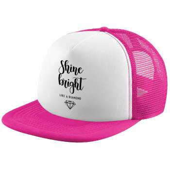 Bright, Shine like a Diamond, Καπέλο παιδικό Soft Trucker με Δίχτυ Pink/White 