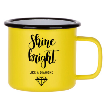 Bright, Shine like a Diamond, Metallic enamel MATT Yellow cup 360ml
