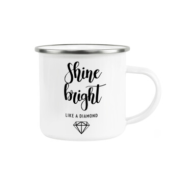 Bright, Shine like a Diamond, Metallic enamel cup white 360ml