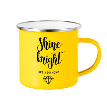 Bright, Shine like a Diamond, Yellow Enamel Metallic Cup 360ml