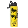 Metallic water bottle with safety lid, 850ml aluminum
