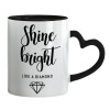 Mug heart black handle, ceramic, 330ml
