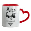 Mug heart red handle, ceramic, 330ml