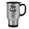Stainless steel travel mug with lid, double wall 450ml