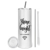 Tumbler stainless steel 600ml, with metal straw & cleaning brush