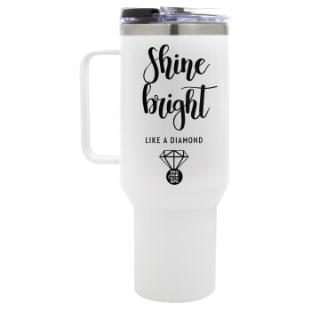Bright, Shine like a Diamond, Mega Stainless steel Tumbler with lid, double wall 1,2L
