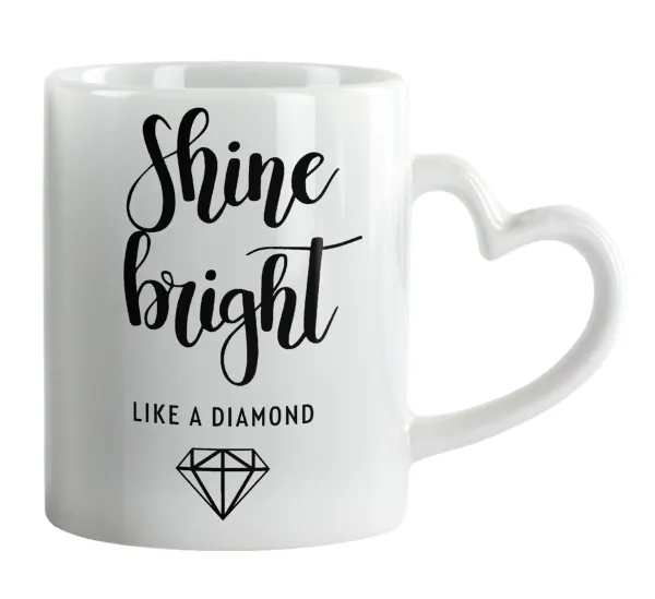 Bright — Κούπα καρδιά χερούλι λευκή, κεραμική, 330ml