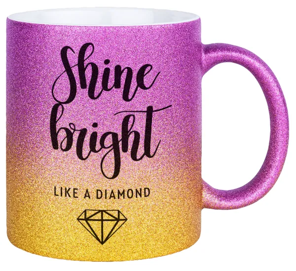 Bright — Κούπα Χρυσή/Ροζ Glitter, κεραμική, 330ml
