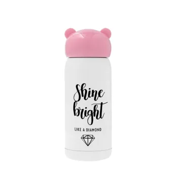Bright, Shine like a Diamond, Pink stainless steel thermal flask, 320ml