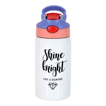 Bright, Shine like a Diamond, Children's hot water bottle, stainless steel, with safety straw, pink/purple (350ml)