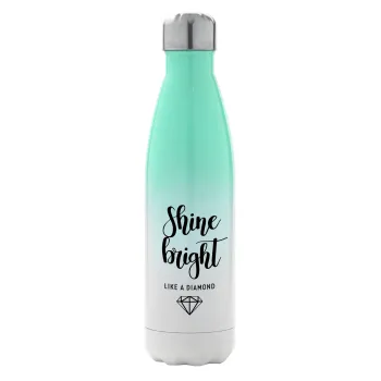 Bright, Shine like a Diamond, Μεταλλικό παγούρι θερμός Πράσινο/Λευκό (Stainless steel), διπλού τοιχώματος, 500ml