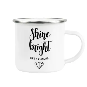 Bright, Shine like a Diamond, Metallic enamel cup white 360ml