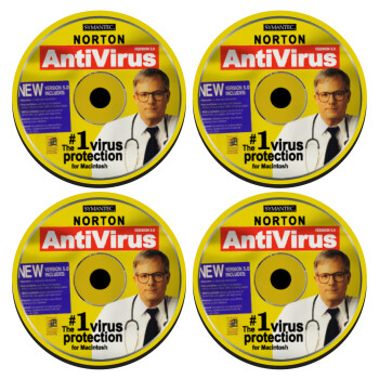 Norton antivirus, ΣΕΤ 4 Σουβέρ ξύλινα στρογγυλά (9cm)