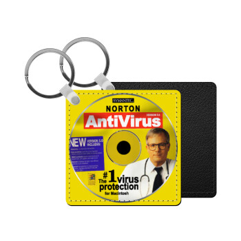 Norton antivirus, Μπρελόκ Δερματίνη, τετράγωνο ΜΑΥΡΟ (5x5cm)