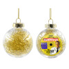 Transparent Christmas tree ball ornament with gold filling 8cm