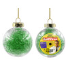 Transparent Christmas tree ball ornament with green filling 8cm