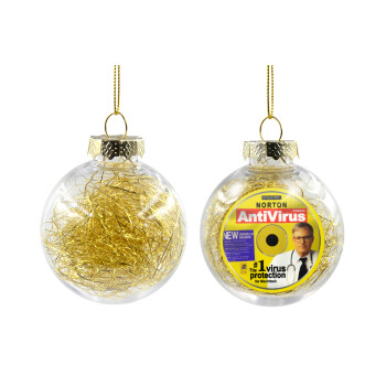 Norton antivirus, Χριστουγεννιάτικη μπάλα δένδρου διάφανη με χρυσό γέμισμα 8cm
