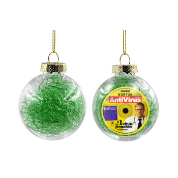 Norton antivirus, Transparent Christmas tree ball ornament with green filling 8cm