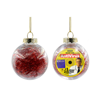 Norton antivirus, Χριστουγεννιάτικη μπάλα δένδρου διάφανη με κόκκινο γέμισμα 8cm