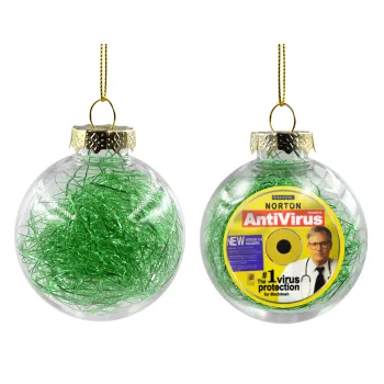 Norton antivirus, Transparent Christmas tree ball ornament with green filling 8cm
