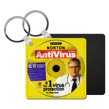 Norton antivirus, Μπρελόκ Δερματίνη, τετράγωνο ΜΑΥΡΟ (5x5cm)