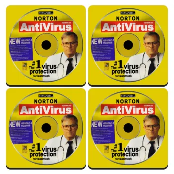 Norton antivirus, ΣΕΤ 4 Σουβέρ ξύλινα τετράγωνα (9cm)