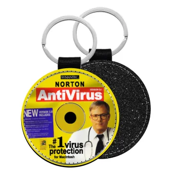Norton antivirus, Μπρελόκ Δερματίνη, στρογγυλό ΜΑΥΡΟ (5cm)