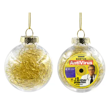 Norton antivirus, Transparent Christmas tree ball ornament with gold filling 8cm