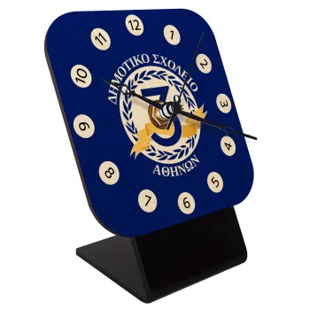 Έμβλημα Σχολικό μπλε, Quartz Table clock in natural wood (10cm)