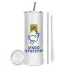 Tumbler ποτήρι θερμό από ανοξείδωτο ατσάλι 600ml, με μεταλλικό καλαμάκι & βούρτσα καθαρισμού