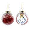 Στολίδι Χριστουγεννιάτικη μπάλα δένδρου διάφανη με κόκκινο γέμισμα 8cm