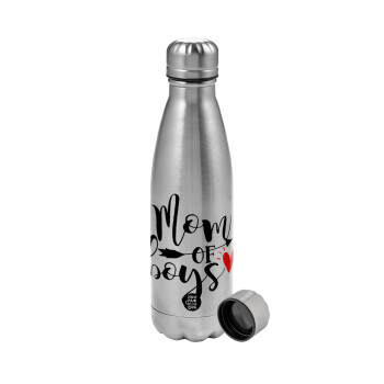 Mom of boys, Metallic water bottle, stainless steel, 750ml