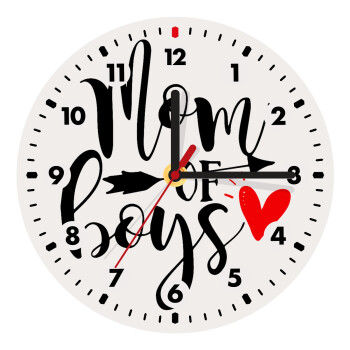 Mom of boys, Ρολόι τοίχου ξύλινο (20cm)